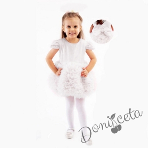 Детска/бебешка рокля с 3D цветя в бяло 1