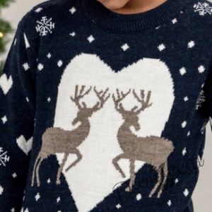 Детски коледен пуловер в тъмносиньо и бяло за момче 774458