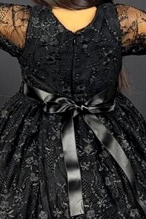 Официална детска рокля с ръкав от дантела в черно 4
