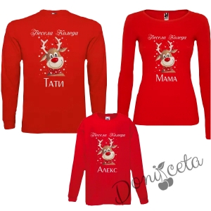 Коледен комплект блузи за Мама, Тати и дете с имена по избор