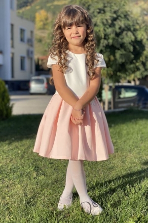 Официална или ежедневна детска рокля в бяло и розово 772893