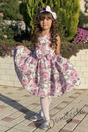 Официална детска рокля на цветя без ръкав Клара