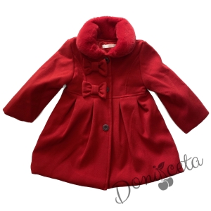 Комплект от палто в червено и карирана рокля 2