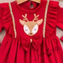 Коледна бебешка рокля в червено