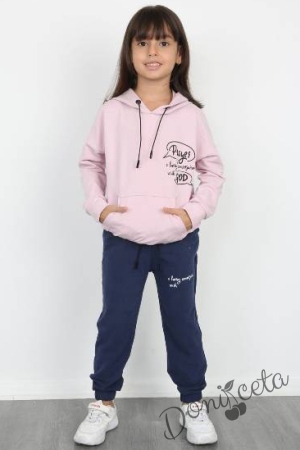 Children's sports set for girl from sweatshirt and trousers in rose ash