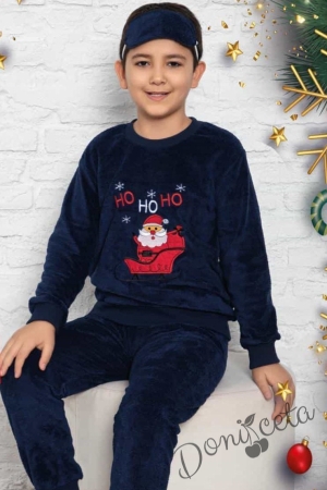 Пухкава пижама за момче в тъмносиньо с дядо Коледа 1