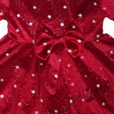 Коледна детска рокля от плюш в червено със звезди