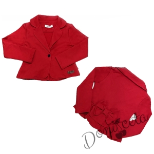 Детско памучно сако за момиче в червено
