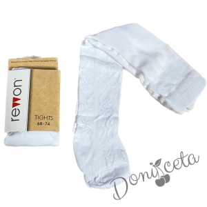 Бебешки плътен фигурален чорапогащник в бяло 843124