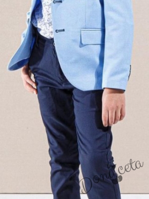 Официален детски костюм за момче от 4 части със сако в светлосиньо