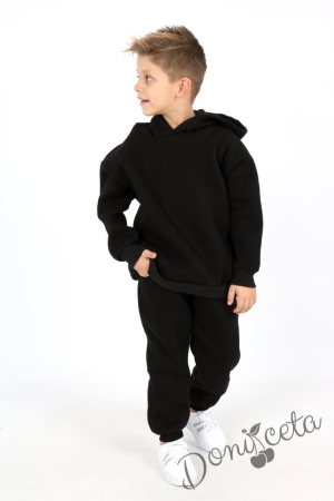 Детски ватиран комплект за момче от блуза и панталон в черно 7514456