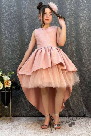 Официална детска асиметрична рокля в розово