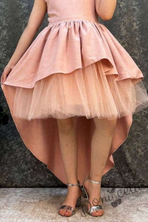 Официална детска асиметрична рокля в розово3