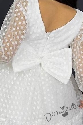 Детска рокля с ръкав 7-8 в бяло с точки Зея 4