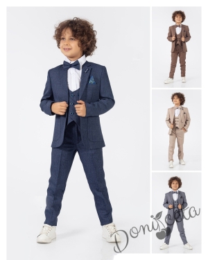 Официален детски костюм за момче от 5 части със сако в черно 2