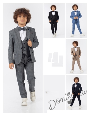 Официален детски костюм за момче от 5 части със сако в черно 4