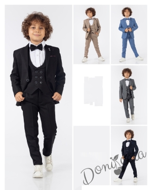 Официален детски костюм за момче от 5 части със сако в черно 5