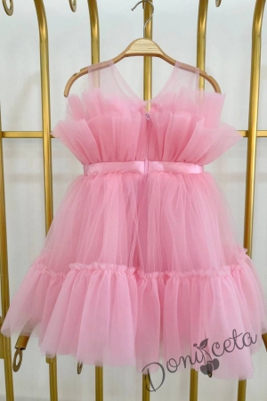 Детска рокля розово без ръкав с тюл Мабел 3