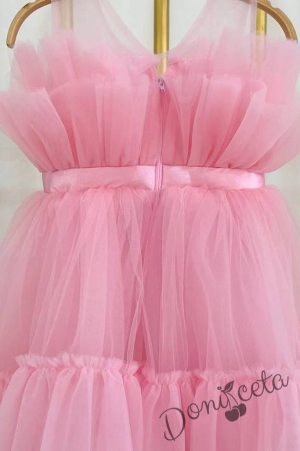 Детска рокля розово без ръкав с тюл Мабел 4