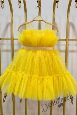 Детска рокля жълто без ръкав с тюл Мабел 1