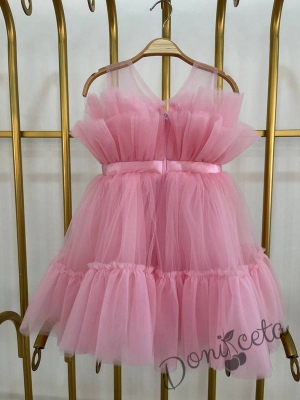 Детска рокля без ръкав в розово с тюл Мабел