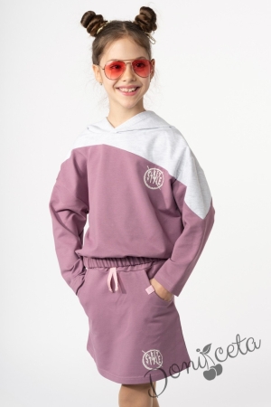 Children's sports top and skirt set in rose ash colour