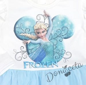 Children's long sleeve dress in white and blue with Elsa