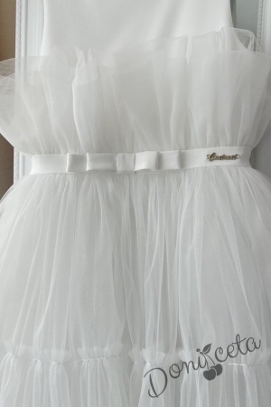 Детска рокля без ръкав с тюл  в бяло Анелия 4