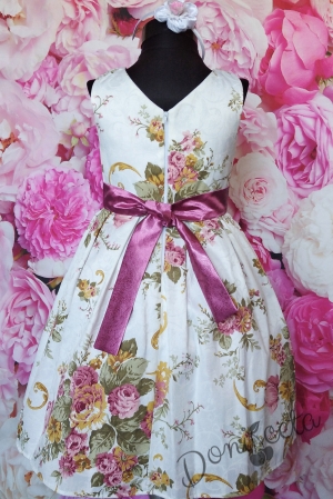 Официална детска рокля без ръкав на цветя 240РБ 2