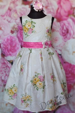 Детска официална рокля без ръкав на цветя 240ЦЕ