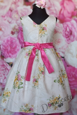 Детска официална рокля без ръкав на цветя 240ЦЕ 2