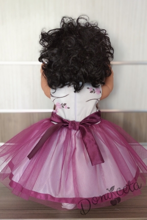 Официална детска рокля с цветя и тюл в лилаво 245Т 2