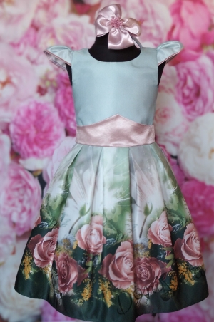 Официална детска рокля  с  цветя 247К