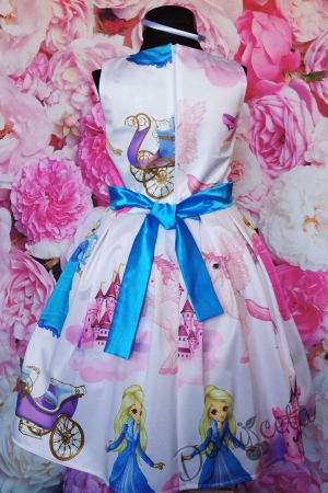 Официална детска рокля в бяло с принцеси 250ЗП 2