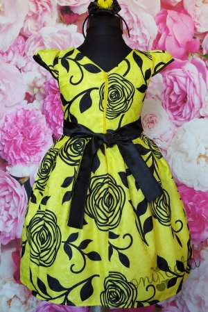 Празнична детска рокля в жълто и черно 273 2