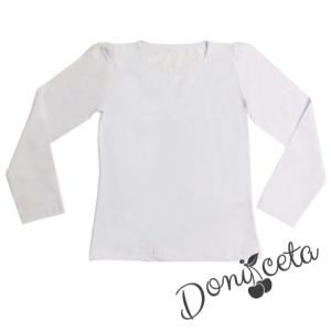 Детски комплект от панталони в цвят мента и блуза в бяло с дълъг ръкав 2