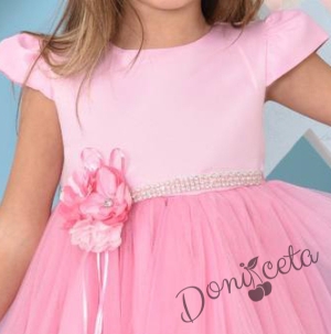 Детска официална рокля  в розово Сена с къс ръкав 2