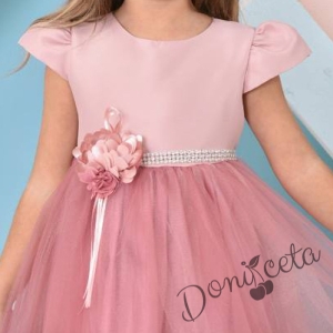 Детска официална рокля  в пепе; от рози Сена с къс ръкав 2
