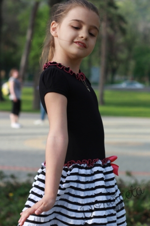 Детска лятна рокля в черно и бяло