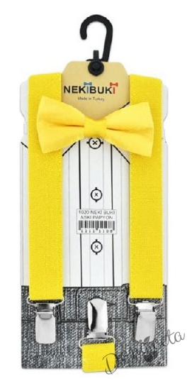 Комплект от тиранти с папийонка  за момче в жълто