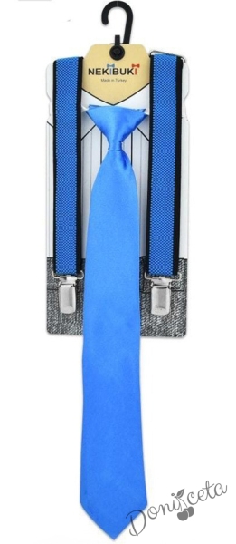 Комплект от тиранти с вратовръзка  за момче в синьо