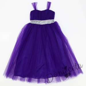 Официална детска дълга рокля Даналия без ръкав в лилаво с тюл 4356768 3