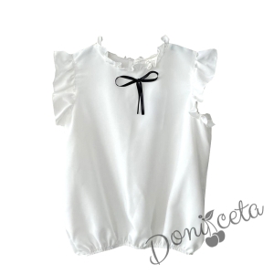 Комплект от 3 части -пола, яке с цип в черно и детска риза за момиче в бяло с къс ръкав  2