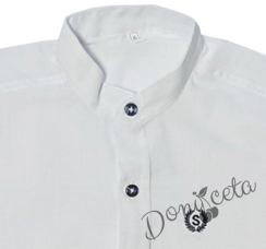 Детска риза с емблема за момче с дълъг ръкав в бяло 63547892 2