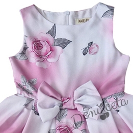 Официална детска рокля без ръкав в бяло с рози Маги и болеро в розово 5568899 2