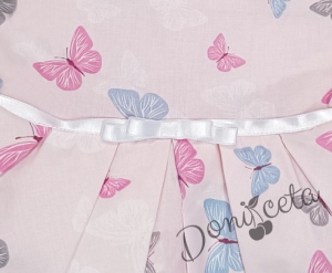 Официална детска рокля Надежда с тюл в розово с  пеперудки 93547784 2