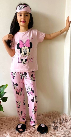 Детска пижама за момиче с къс ръкав в розово с Мини Маус 1