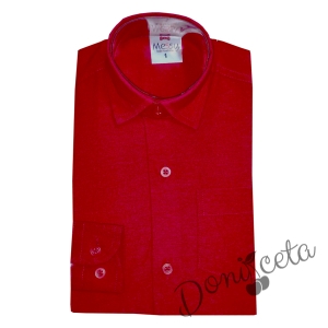 Официална детска риза с дълъг ръкав в червено 977558