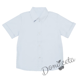 Детска риза с къс ръкав в бяло 528666