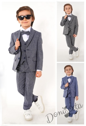 Детски официален костюм за момче от 5 части в сиво 2